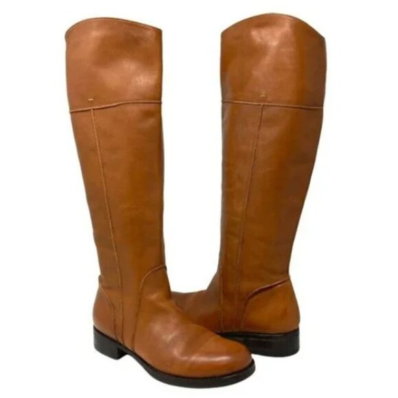 Alberto Fermani Knee High Brown Leather Zip Riding Boots - Size 8.5 - Picture 1 of 8
